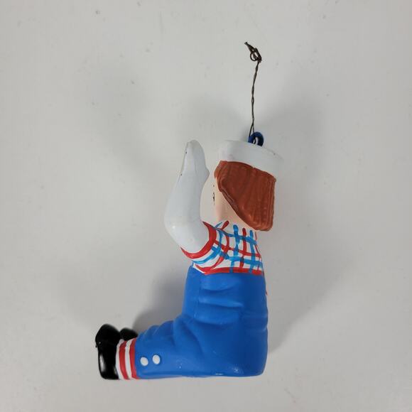 Vintage S&S Raggedy Andy Ornament 2" Christmas 1999 Retro Waving Hello - Picture 7 of 9